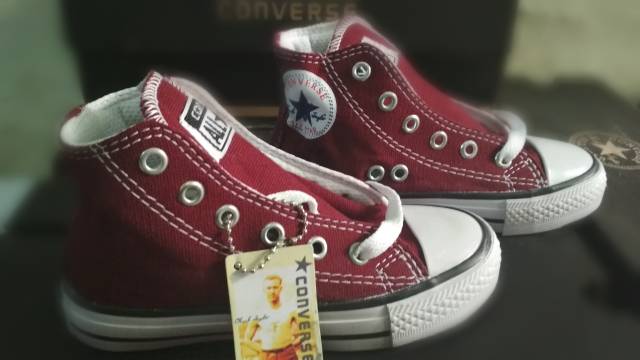 Sepatu Converse Anak Maroon Model Tinggi / Sepatu Anak Laki-laki / Sneakers Anak / Sepatu Sekolah Anak / Sepatu Allstar Anak / Sepatu Anak