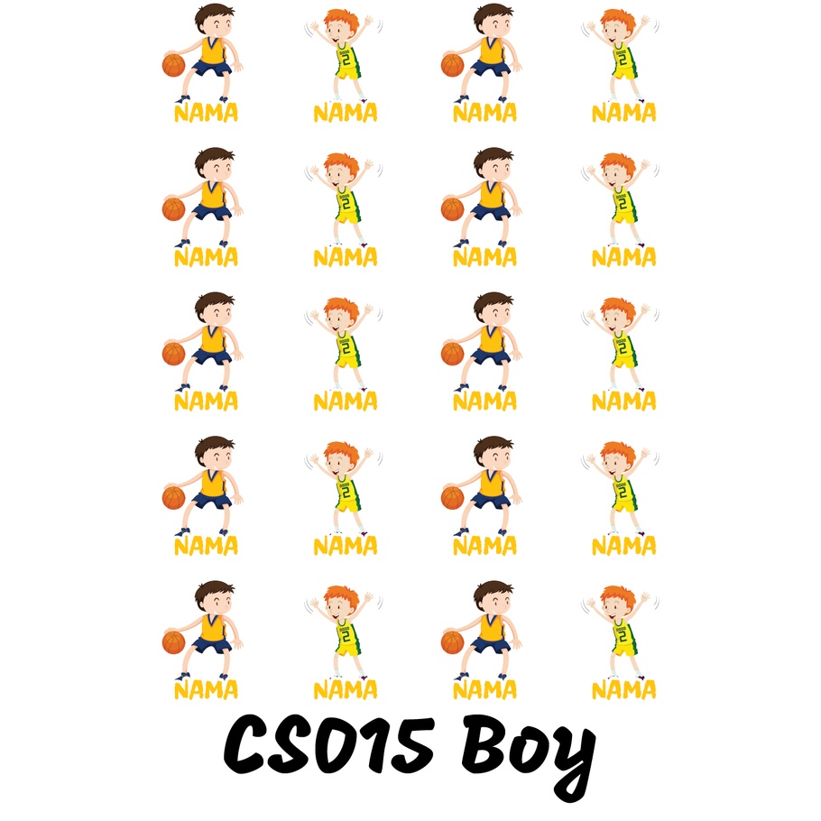 

Sticker Nama Cutting Label Waterproof Tahan Air Boy Sport 15 (CS015)