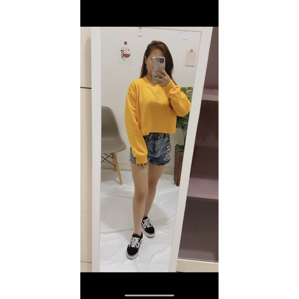 Hoodietrending - [Cod] Sweater Crop Wondrous Tumblr 14 Warna Allsize & Oversized Korean Style Terlaris-KUNING