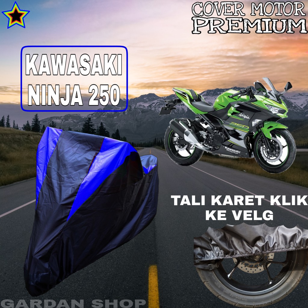 Sarung Motor KAWASAKI NINJA 250 Hitam BIRU Body Cover Kawasaki PREMIUM