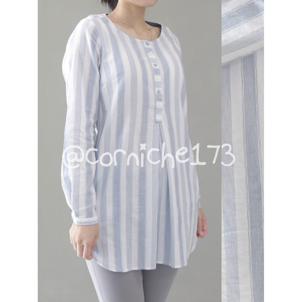  Corniche  Luna Blouse Blue TP230961 Shopee Indonesia