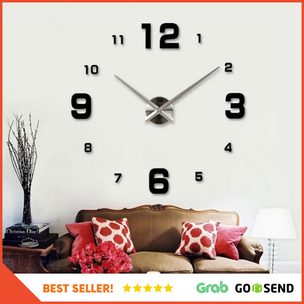 DIY Giant Wall Clock 80-130cm Diameter / Jam Dinding - ELET00660 - Black