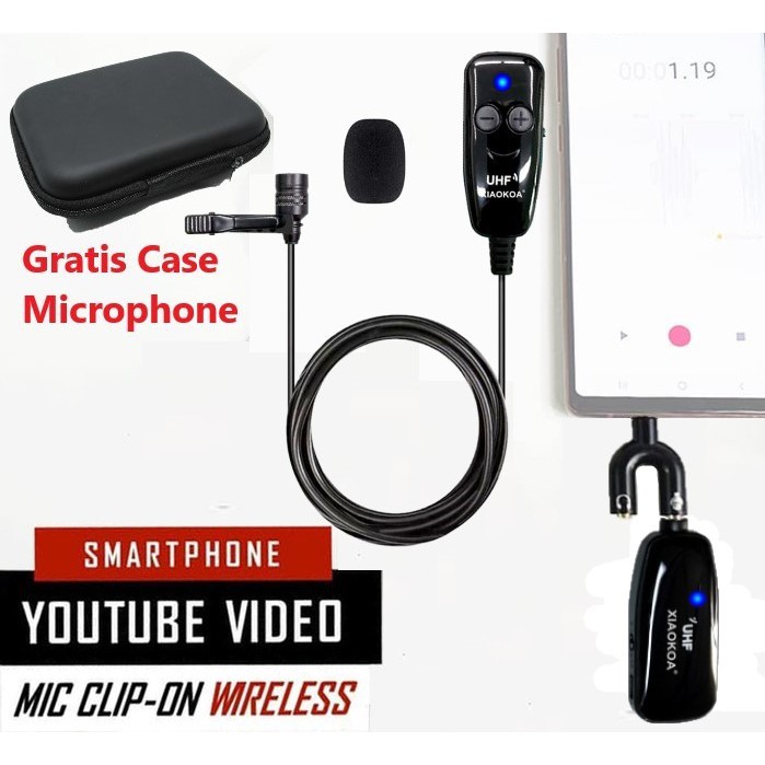Microphone Mic Clip On Wireless PRANK VLOG untuk Smartphone HP