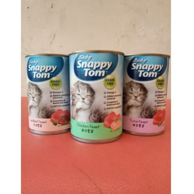 snappy tom kaleng baby feast chicken beef tuna 400 gr wet food