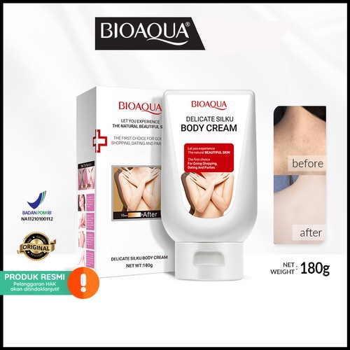 ★ BB ★ BIOAQUA Delicate Silky Body Cream 180g cream pemutih wajah body lotion pemutih Kulit Cerah Seketika lotion pemutih badan - BIO AQUA【BPOM】