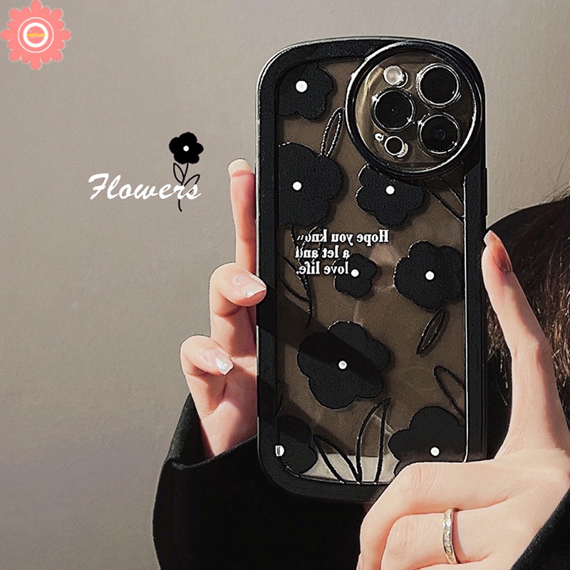 Casing Soft Case TPU Motif Bunga Hitam Untuk Redmi 10A / 10C / 9T / 9A / 10 / 9C / Note 11 / 10s / 10pro / 8 / 9pro / 9s