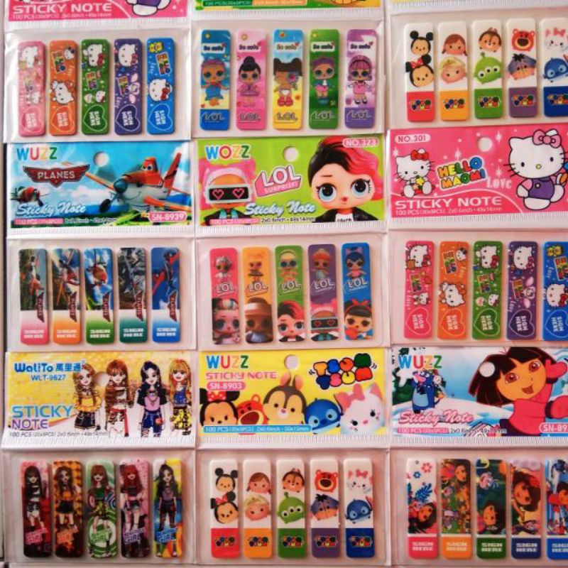 

12 Pack Pembatas Buku Karakter Sticky Note Book Grosir Pembatas Buku Plastik Gambar Cartoon