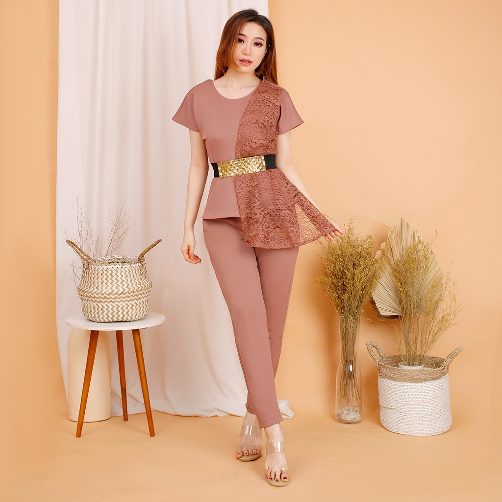 #fashion wanita #044 , STELAN SCUBA IMPORT PREMIUM KOMBINASI BRUKAT GLITER FREE BELT