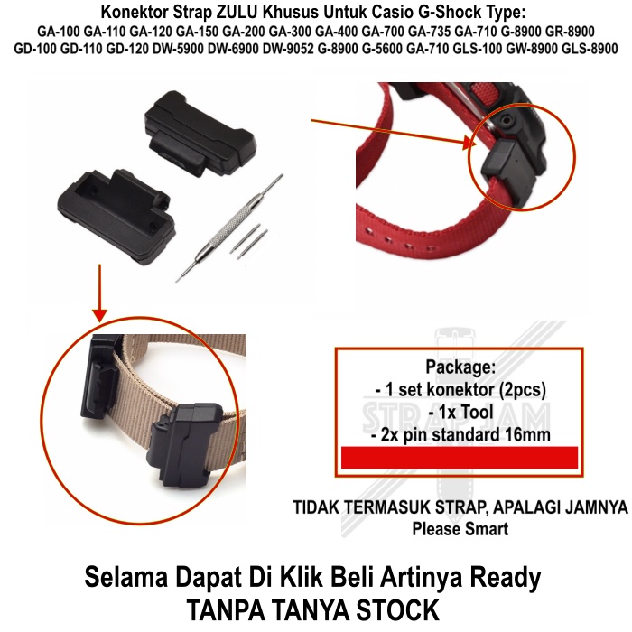 Konektor Adapter Zulu Strap Untuk Casio G-Shock GA-110 100 700 GD-100 110