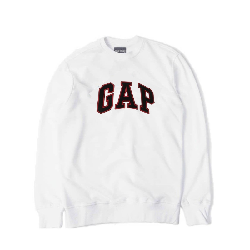 GAP Sweater Crewneck Putih Pria Wanita Bordir Full Label Murah | Sweatshirt GAP | Sweater GAP | Crewneck GAP | Jaket GAP