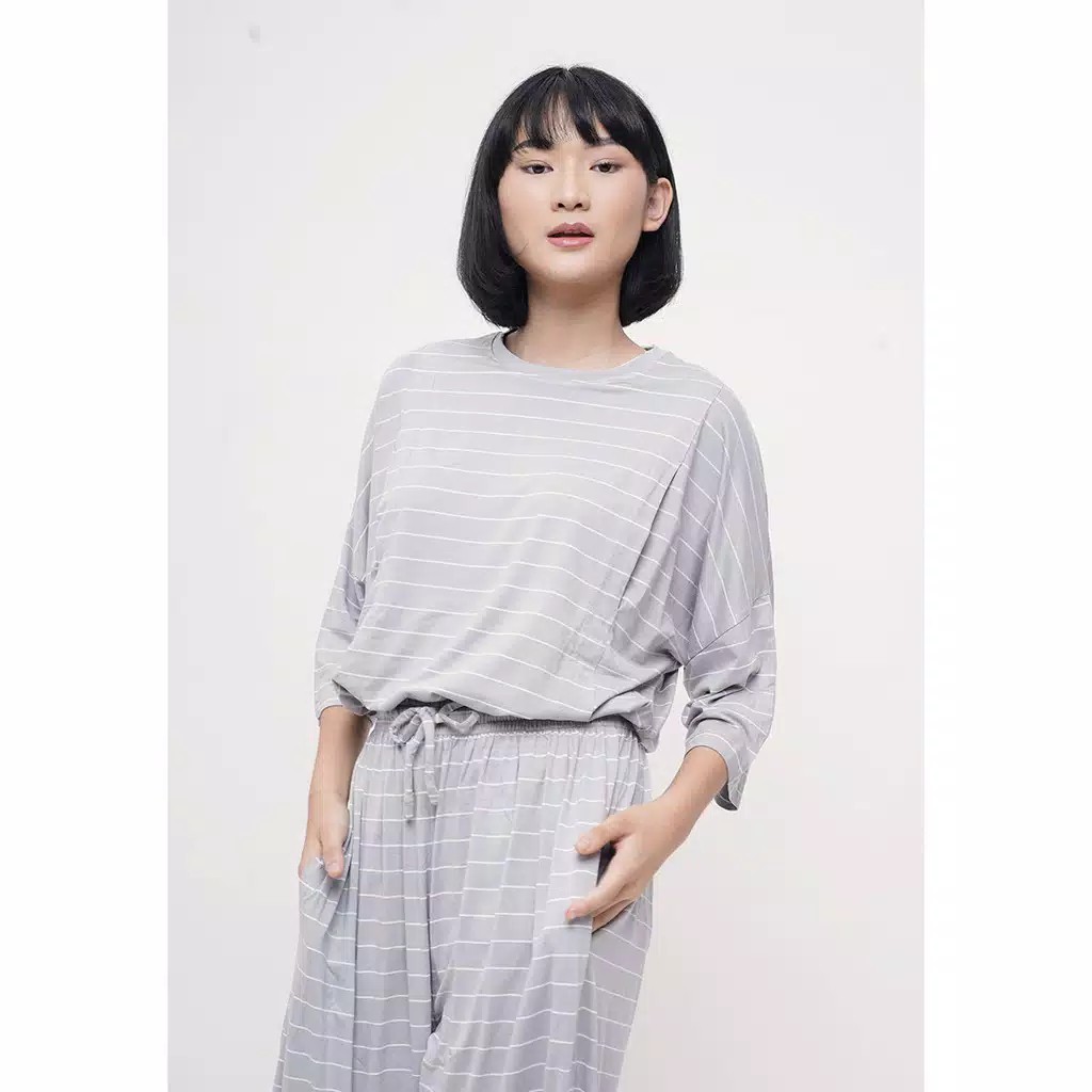 

MONOMOM Jamie Verti Silver - Piyama menyusui, piyama busui, baju tidur busui, baju tidur