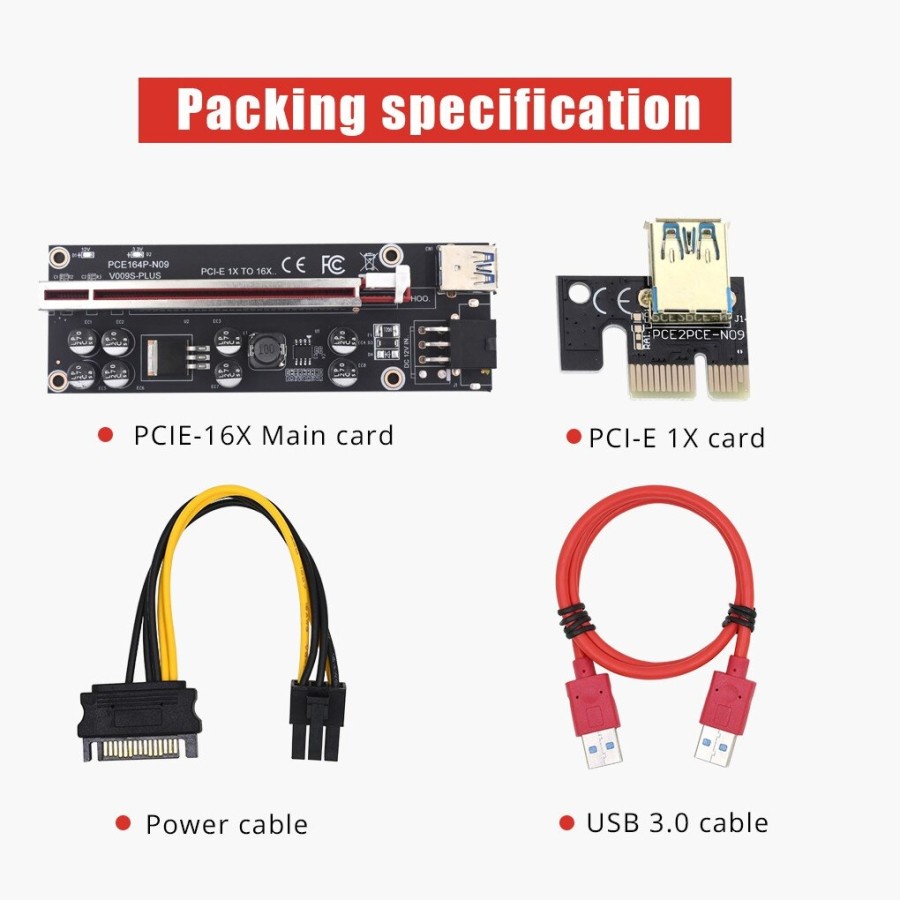 USB 3.0 PCI-E Express Riser Card 1x to 16x VGA 8 Capacitor - USB Riser PCI-E For Mainboard Bitcoin