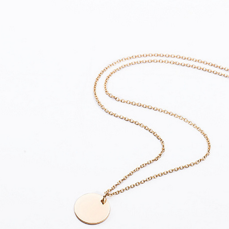 Women Elegant Disc Pandent Necklace Gold Silver Clavicle Chain Choker Necklaces