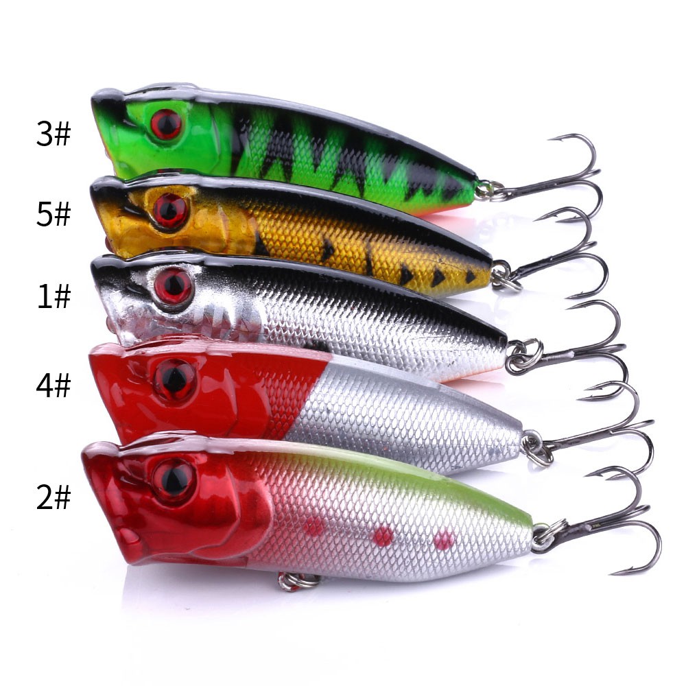 HENGJIA 5PCS 6.5CM/12G Floating Fishing Lure Topwater Popper Bait Wobbler Swimbait Hard Bait Ikan Kecil