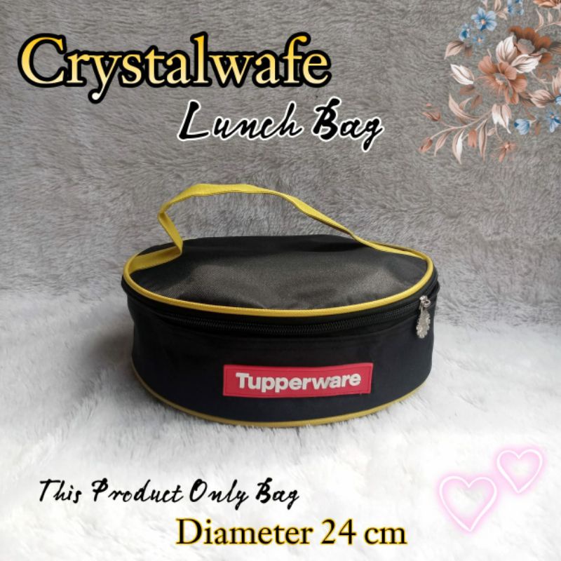 Tas bekal Crystalwafe motif daun &amp; LOGO Zipper Bunga es ( TAS NYA SAJA)