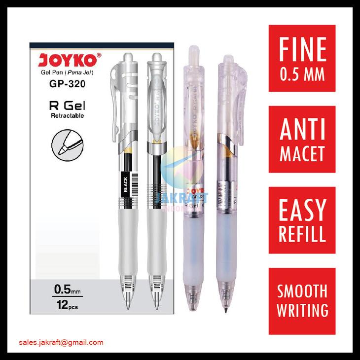 

Pulpen Gel Pen Klik Joyko Gp-320 R Gel Hitam 0.5 Mm Setara Kenko K-1 Kode 220