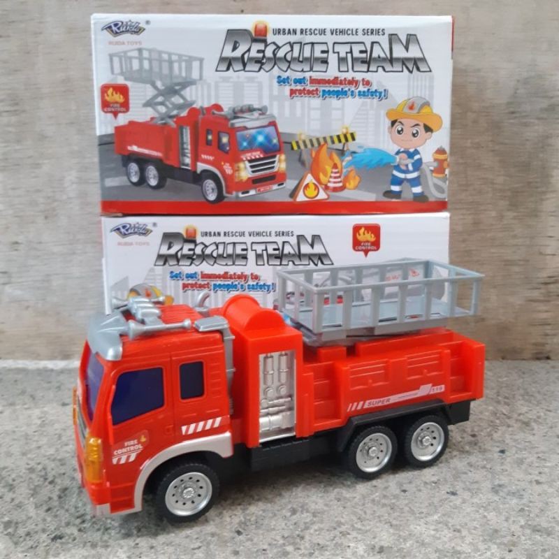 mainan truk pemadam kebakaran bump &amp; go batre edukatif - mobil fire truck anak baterai