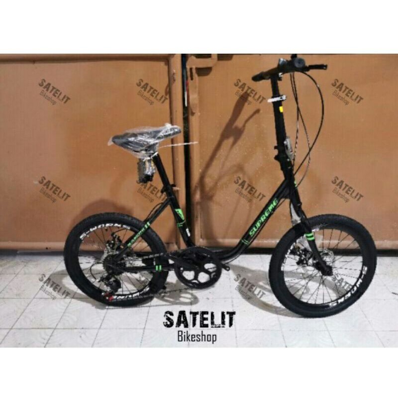 Sepeda Ukuran 20 Sakoni Supreme Minivelo Minion BnB Vicky 7 Speed Rem Cakram Sepeda Minivelo Minion-Hitam