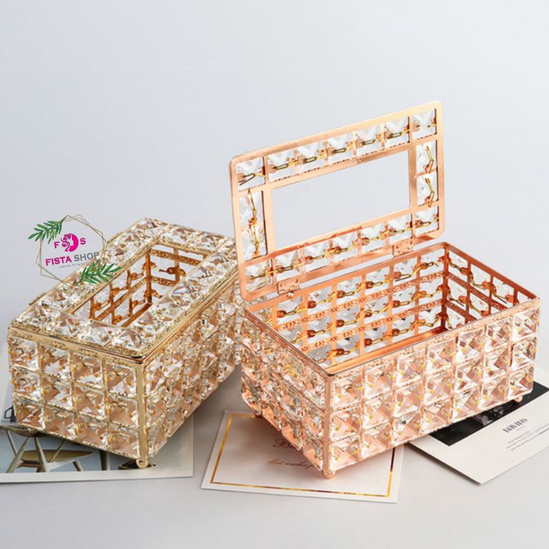 TEMPAT TISU GOLD SWAROVSKI EMAS CANTIK CRYSTAL TISSUE BOX BLING fistashop