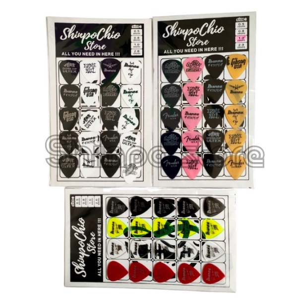 Pick Gitar Murah Pemetik Gitar 1 Set 20pcs 0,5mm 1,0mm 2,0mm 3,0mm Pack