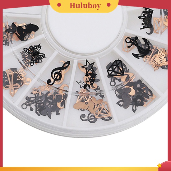 Huluboy Huluboy♡ Roda Isi Stiker Decal 3D Bahan Metal Warna Hitam / Perunggu Untuk Dekorasi Nail Art