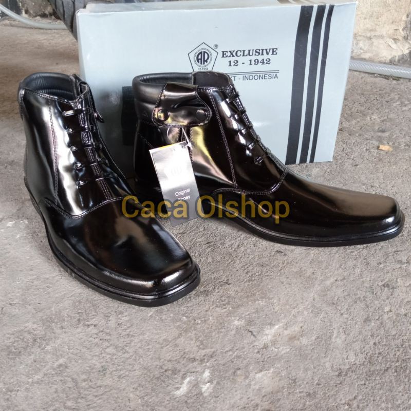 SEPATU PDH PERWIRA AR EXCLUSIVE 1209P SLETING KILAP KULIT TALI IMITASI TNI POLRI ORI SATPAM SECURITY