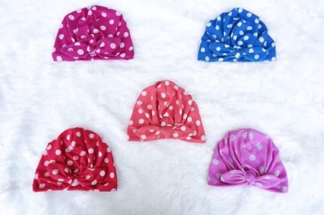 Turban Polkadot (0-3th) Bahan Jersey Lembut Melar