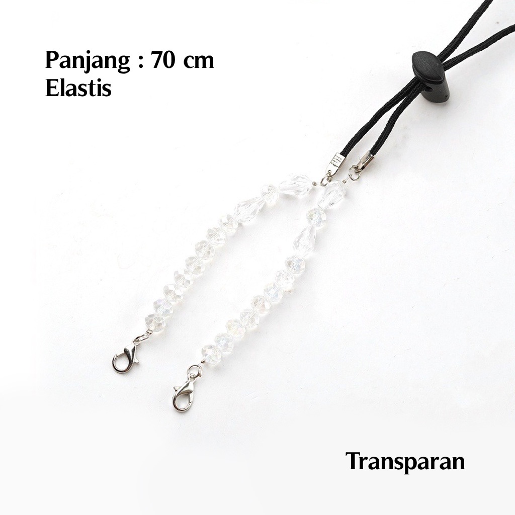 Gantungan Strap Masker, Tali Masker, Kalung Masker Crystal Push Lock