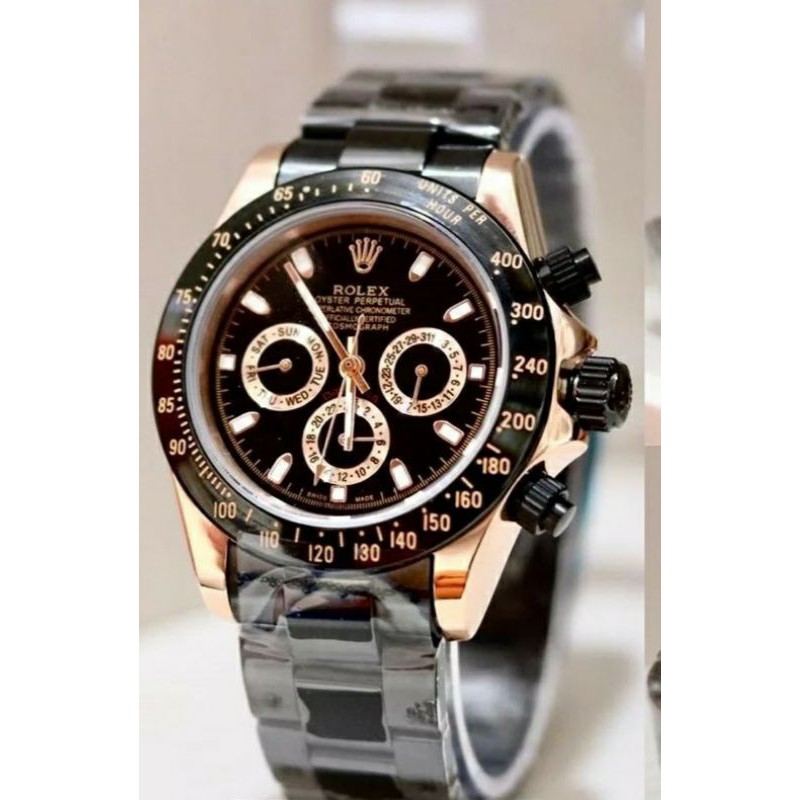 Jam Tangan Rolex Daytona Autometic Super Mewah Dan Elegan Jam Tangan Rolex Daytona Hitam Rosse Gold