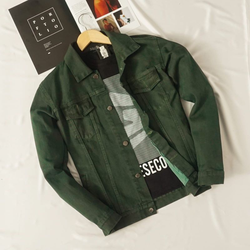 JAKET JEANS//JAKET DENIM PRIA//JAKET PRIA.ORIGINAL Z-NINE // WARNA=HIJAU ARMY