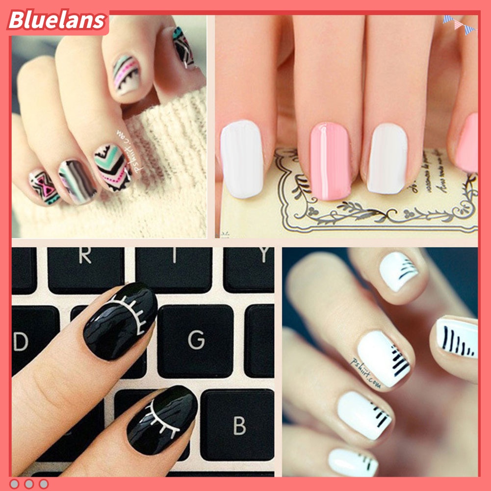 Bluelans 3Pcs Kuas Nail Art Gagang Ekor Duyung Warna Gradasi