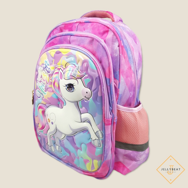 TAS RANSEL 3D ANAK SD 16 INCH KARAKTER UNICORN PINK