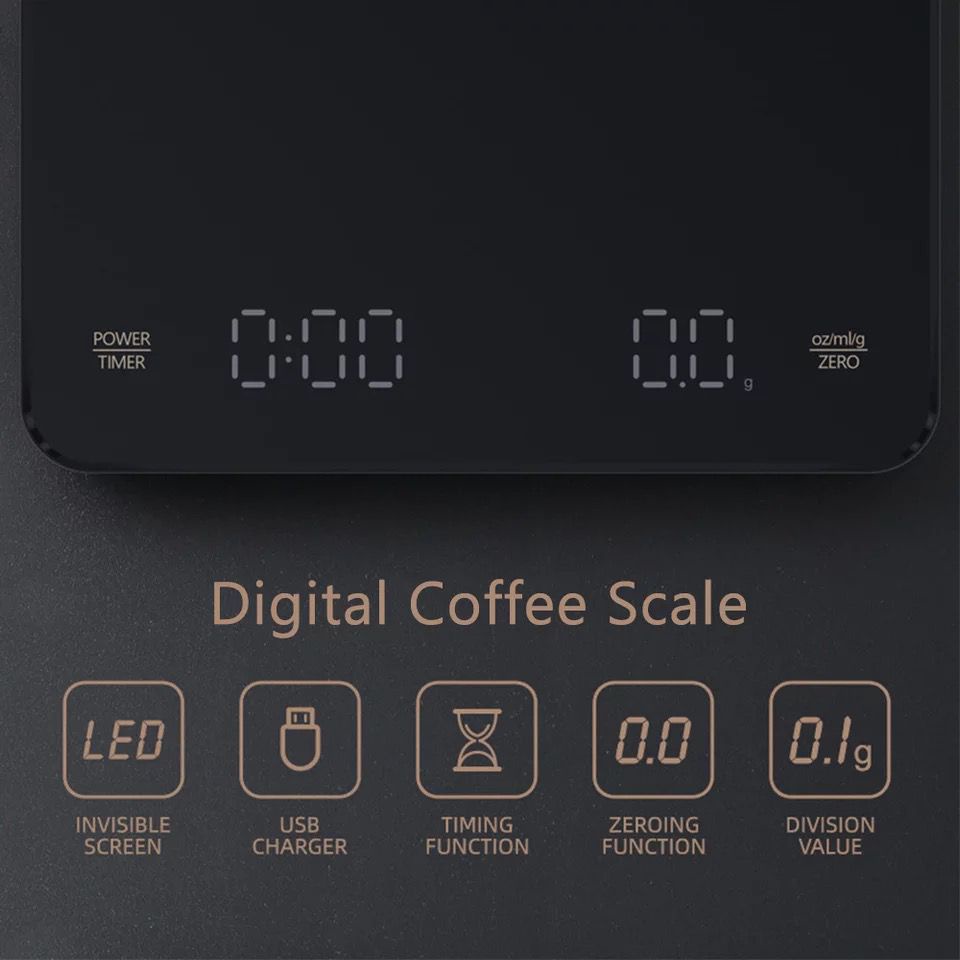 timbangan kopi CK2150 USB charger / digital coffee drip scale V60 LED screen CK2150 / kitchen scale 3kg lithium battery