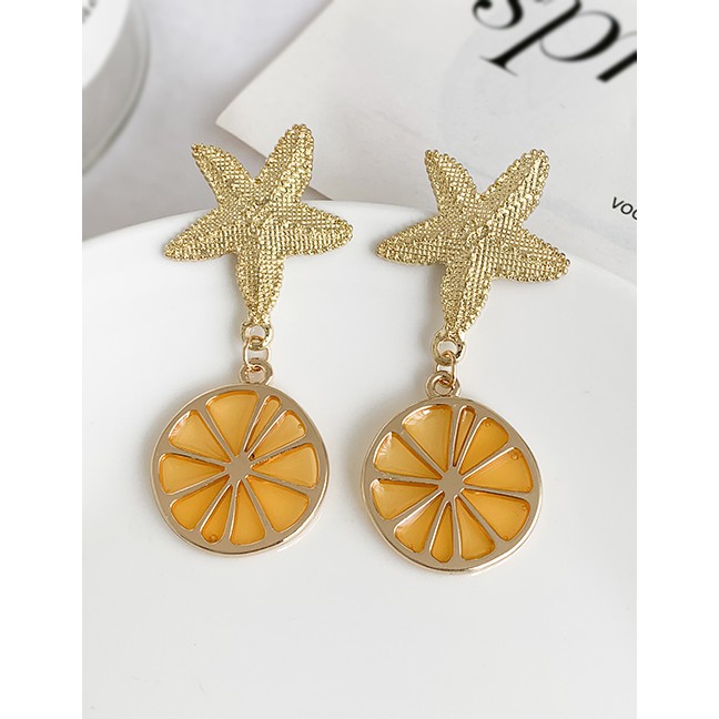 LRC Anting Tusuk Fashion Alloy Resin Starfish Lemon Studs D93604