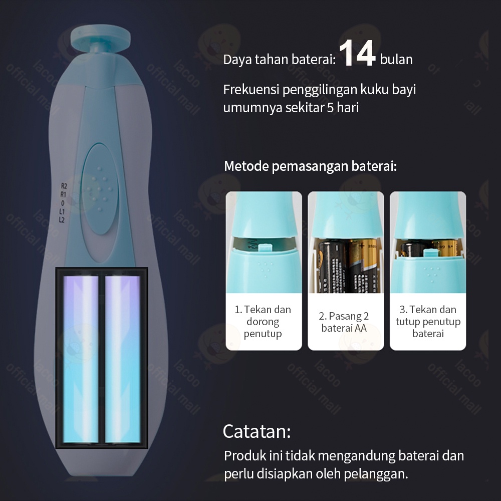 Lacoo Gunting Potong kuku bayi anak set Baby nail trimmer elektrik