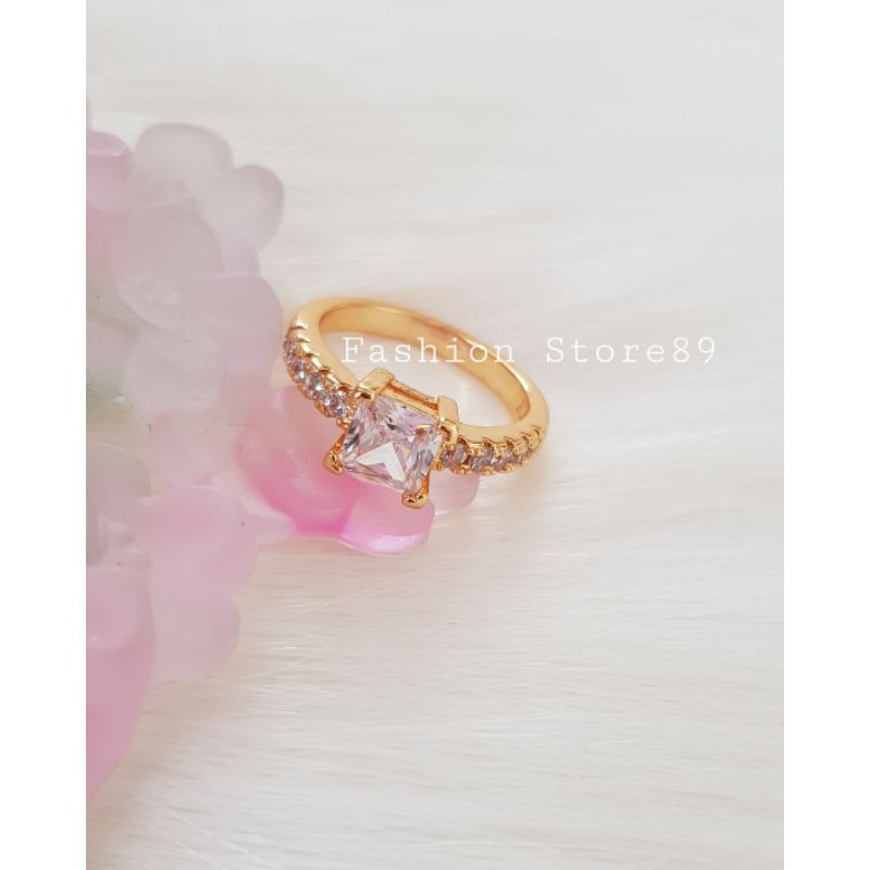 Cincin fashion full permata xuping lapis emas 18k import