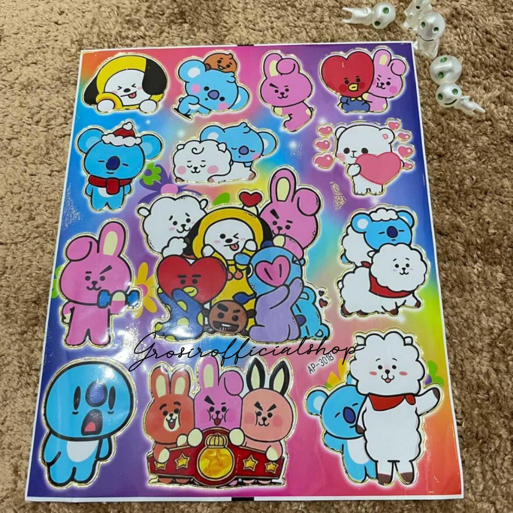 STICKER BTS 30CM ORIGINAL IMPORT BTS BT21 GAMBAR TEMPEL