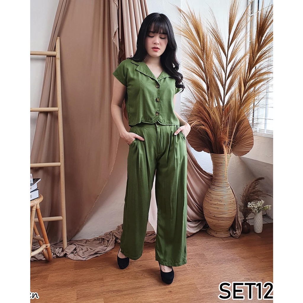 Setelan Panjang/ Setelan Cewek/ Setelan/ Atasan/ Kemeja Crop