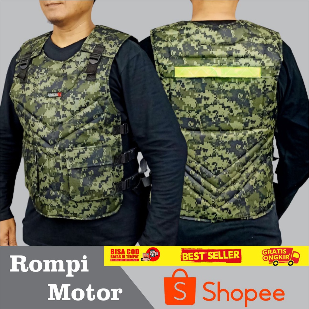 Rompi Motor Keren Cocok Untuk Touring Pelindung Dada Anti Angin Body Protector-Double New Green 02