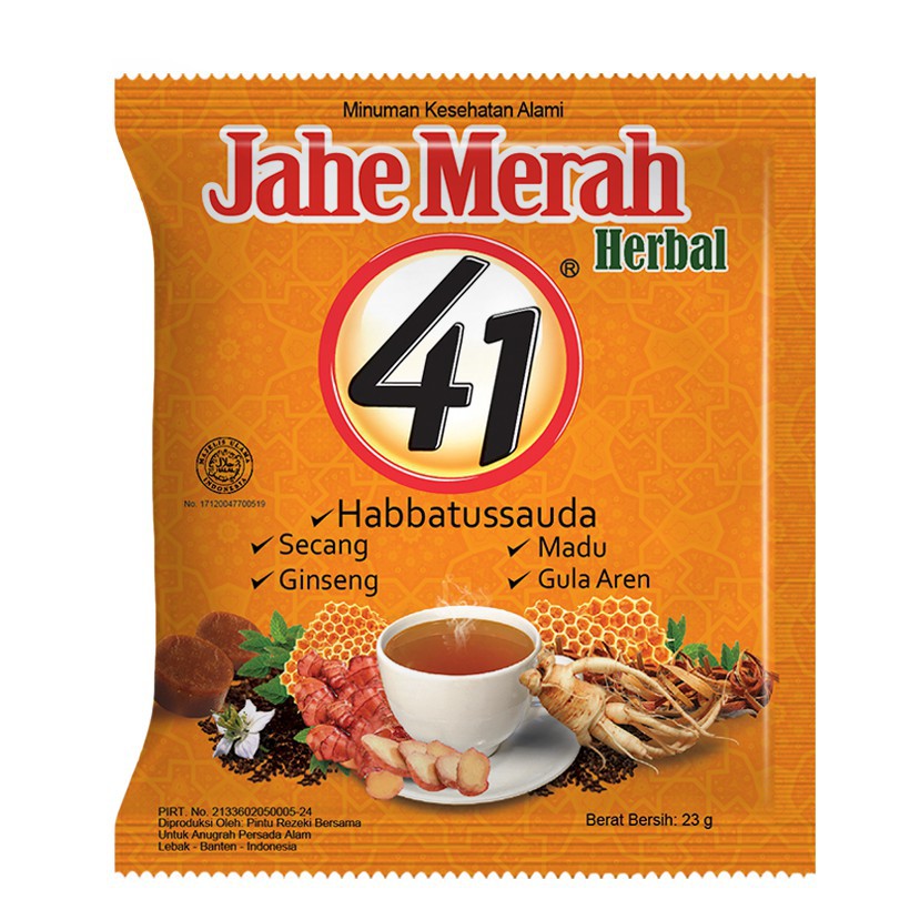 

Wedang Jahe 41 - Jahe Merah | Jahe Jeruk Nipis | Jahe Susu | Jahe Kopi Susu (Kemasan Renceng = 10 sch)