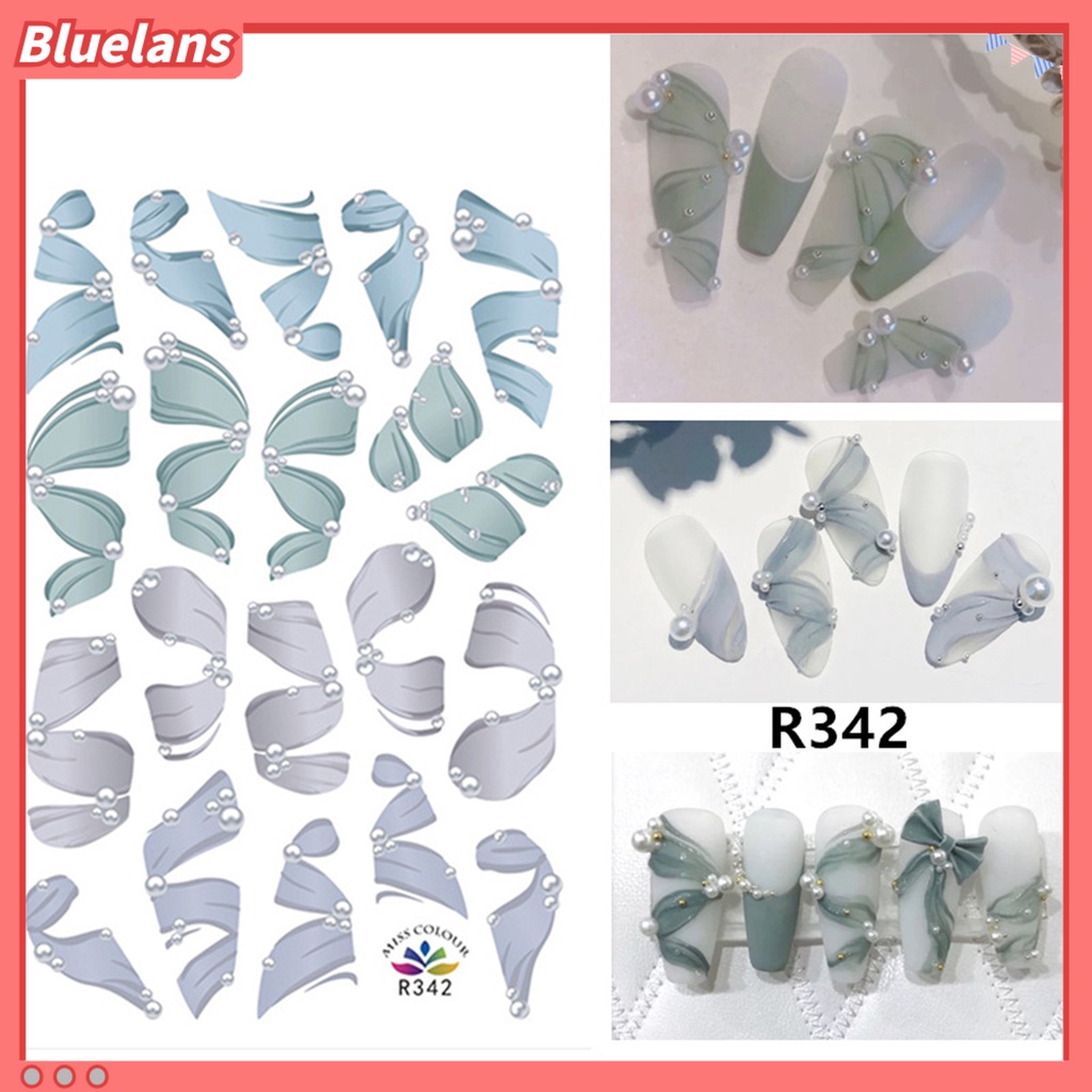 Bluelans 1 Lembar Stiker Kuku Motif Bunga Pita Bahan Kertas Untuk Wanita