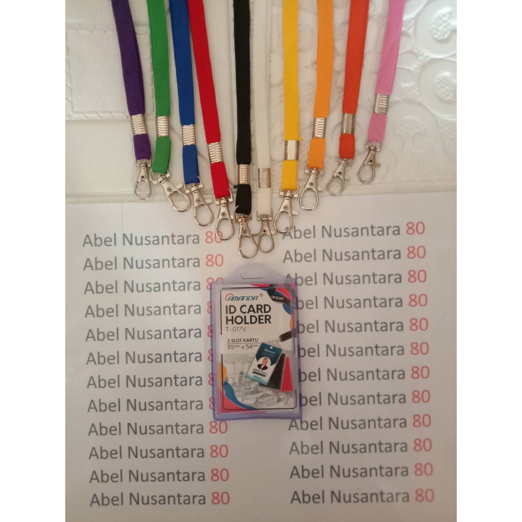

Paket Tali 1cm Kait Besi + ID Card 2 Sisi Karet Amanda