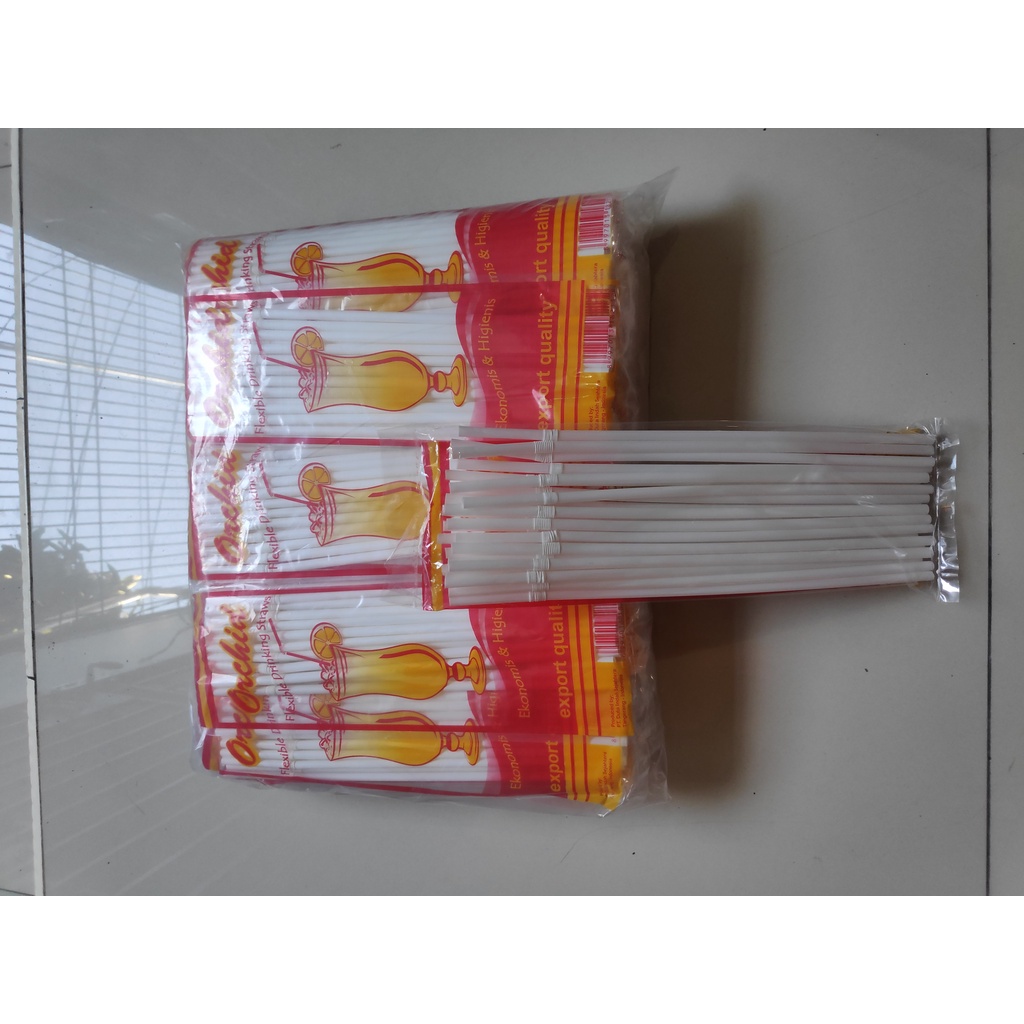 Sedotan bengkok pingu/sedotan fleksibel putih
