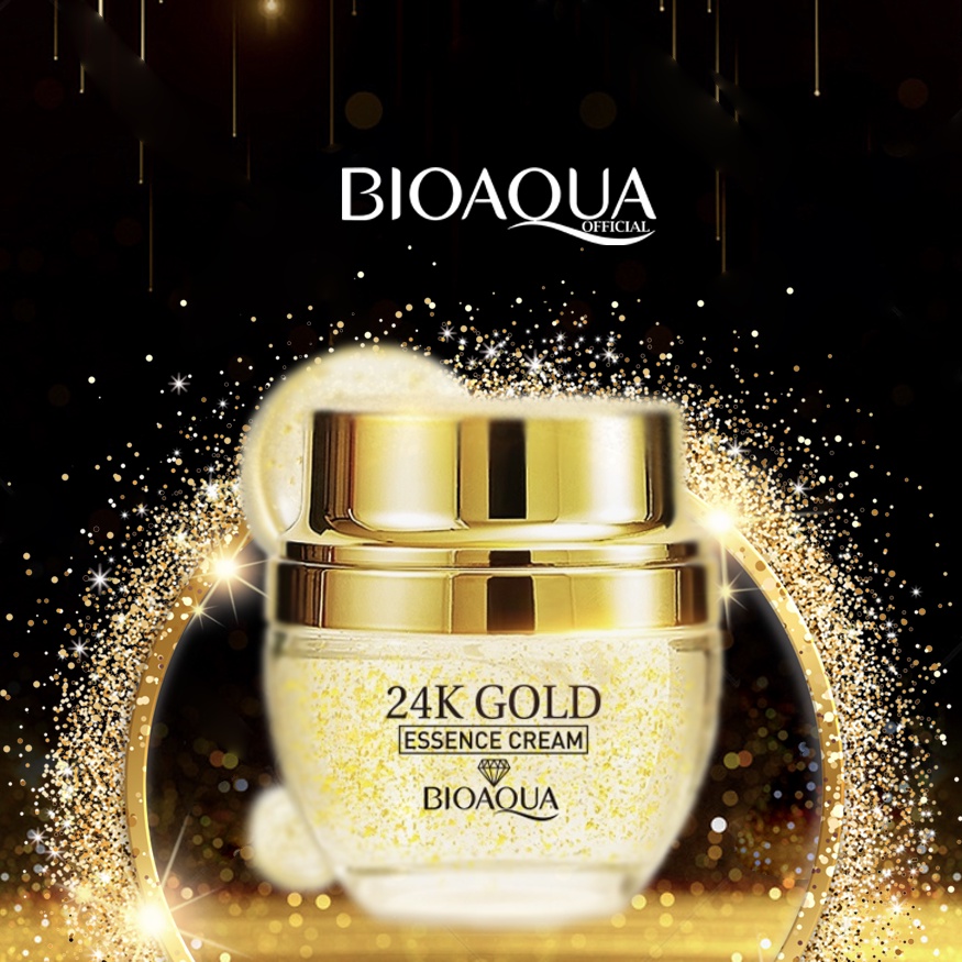 ❤️ Popcollections ❤️ BIOAQUA 24K Gold Cream Essence 50g - Serum Gold Glowing Wajah - Brightening - A