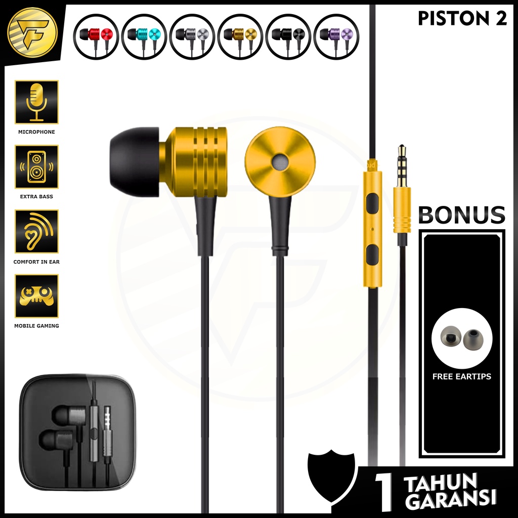 earphone MI Piston2 stereo bass music telfon headset mic