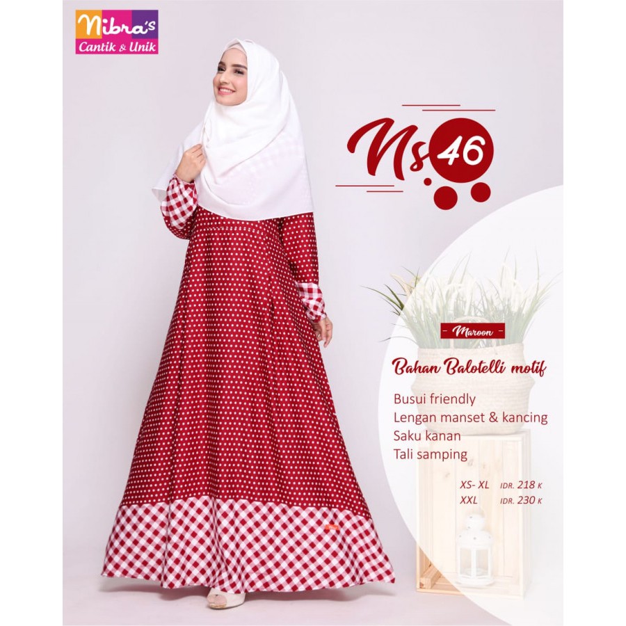 GAMIS NIBRAS SYAR'I NS 46 MAROON NEW