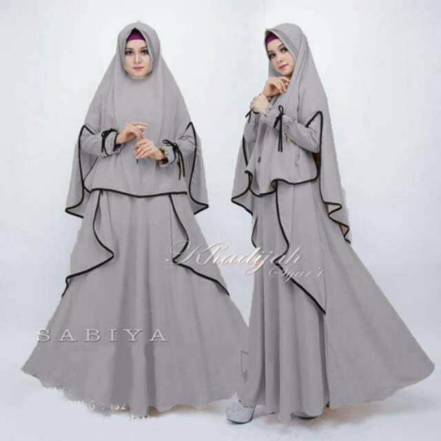 GAMIS MUSLIM SABIYA SYARI ABU + DAPAT HIJAB | DRESS WANITA | GAMIS MUSLIMAH | FASHION MUSLIM