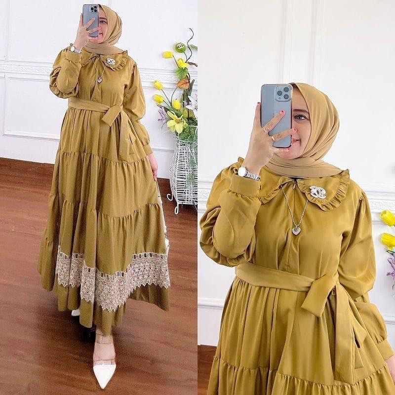 ARAFAH DRESS BO/MC Bahan MOSSCREPE LD 110 CM PB 140 CM  BAJU GAMIS MODEL SIMPLE DAN ELEGAN BAJU  DRES FASHION TERBARU 2022