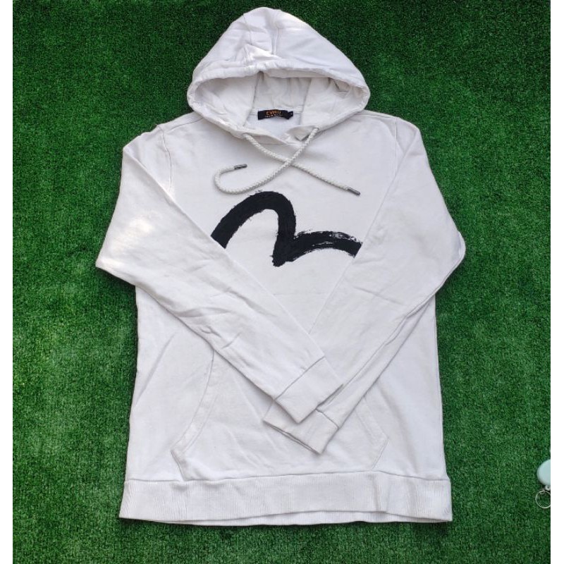Jaket Hoodie Evisu putih second branded