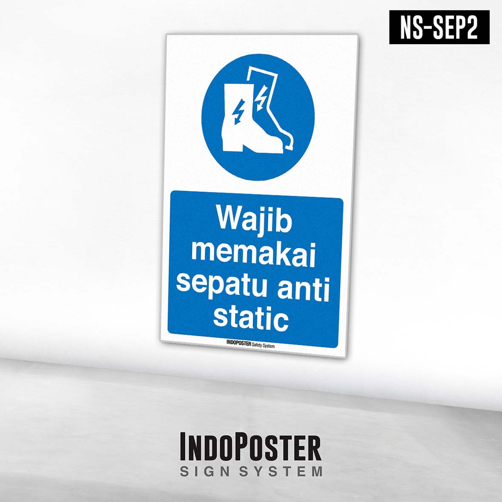 

Stiker Safety Sign Rambu K3 Wajib Memakai Sepatu Safety Shoes Anti-Static Statis